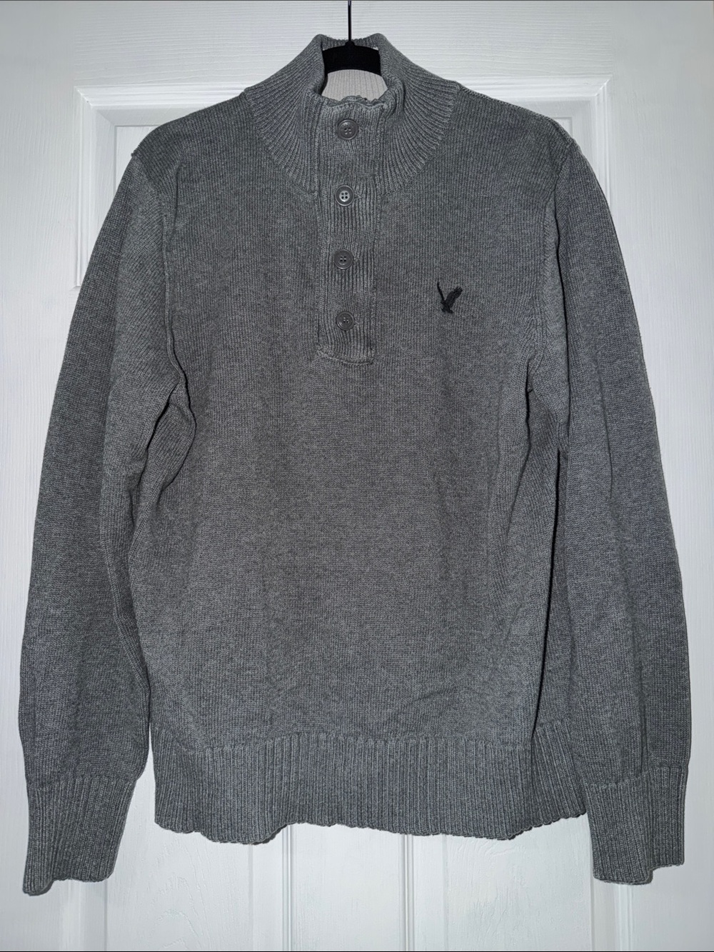 American Eagle Outfitters Gray Zip-Up Mock Neck Sweater